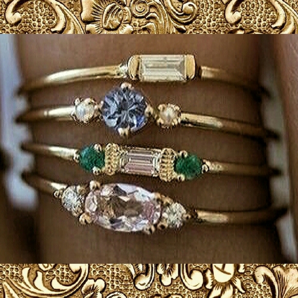 Boutique Jewelry - Sz7 Stackable Gemstone Ring Set